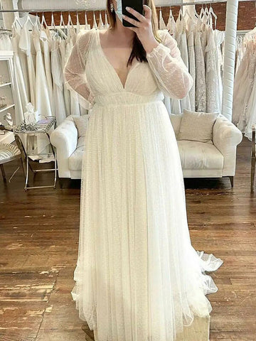 Airchics longue robe de grossesse tulle v-cou manches longues mode enceinte blanche